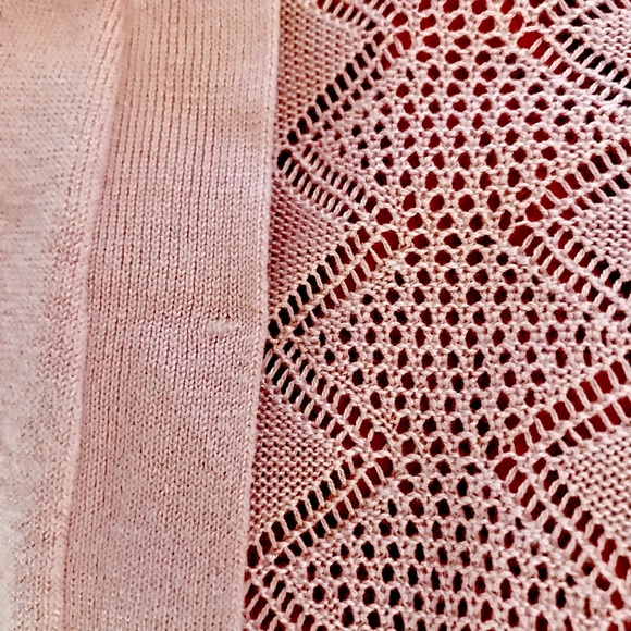 Roz & Ali Pointelle Sweater Dusty Pink Long Sleeve Open Front New with Tags - Picture 17 of 17